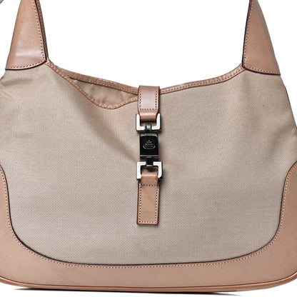Gucci Canvas Calfskin Jackie O Hobo Beige 7 of 25
