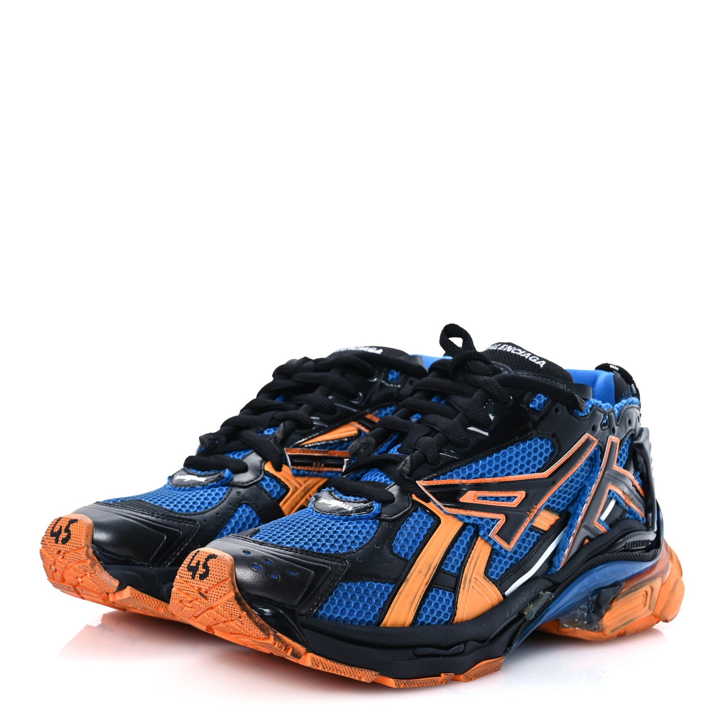 Mesh Rubber Bi-Color Mens Runner Sneakers 12 Blue Orange Black White