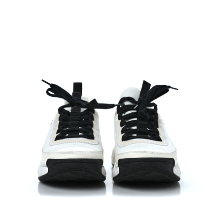 Chanel Velvet Calfskin Mixed Fibers CC Sneakers 37.5 Ivory Black 2 of 9