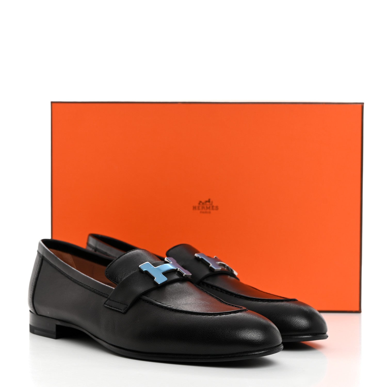 Hermes Goatskin Womens Paris Loafers 38 Black 9 of 9