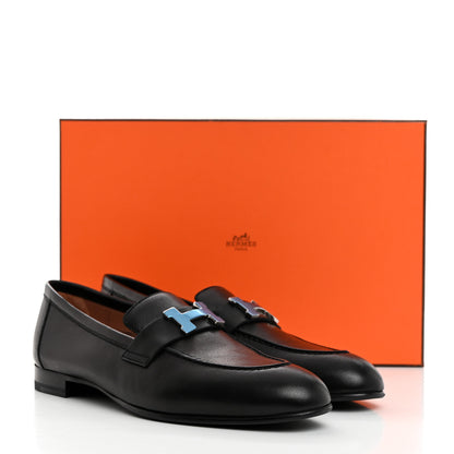 Hermes Goatskin Womens Paris Loafers 38 Black 9 of 9