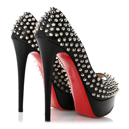 Christian Louboutin Nappa Lady Peep Spikes 150 Pumps 35 Black Silver 5 of 11