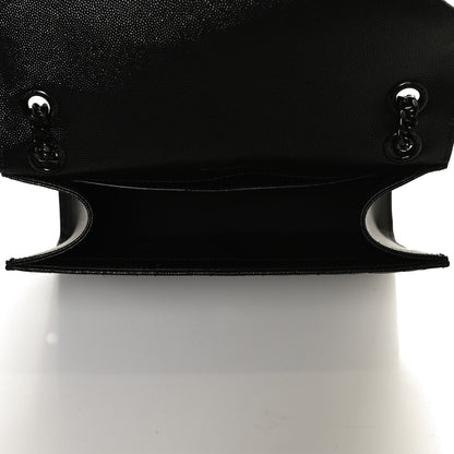 Saint Laurent Grain De Poudre Textured Mixed Matelasse Triquilt Medium Monogram Satchel Black 5 of 12