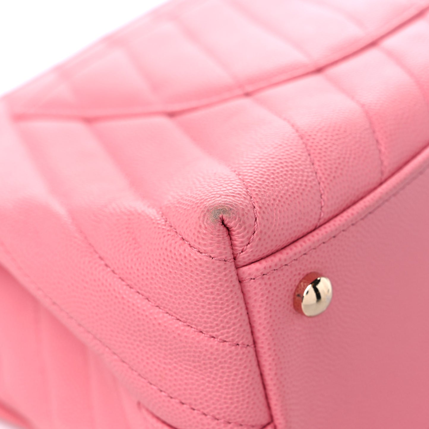 Caviar Chevron Quilted Small Coco Handle Flap Pink