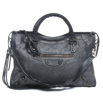Balenciaga Metallic Craquele Calfskin Classic Hardware City Black 1 of 7