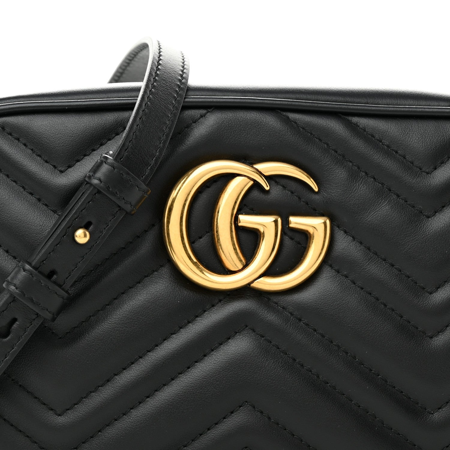 Gucci Calfskin Matelasse Small GG Marmont Chain Shoulder Bag Black 8 of 11