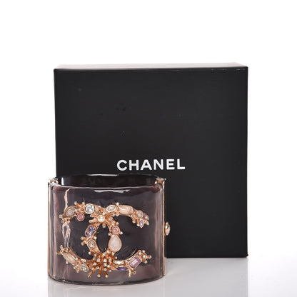Chanel Lucite Crystal Pearl Gripoix CC Cuff Purple 7 of 7