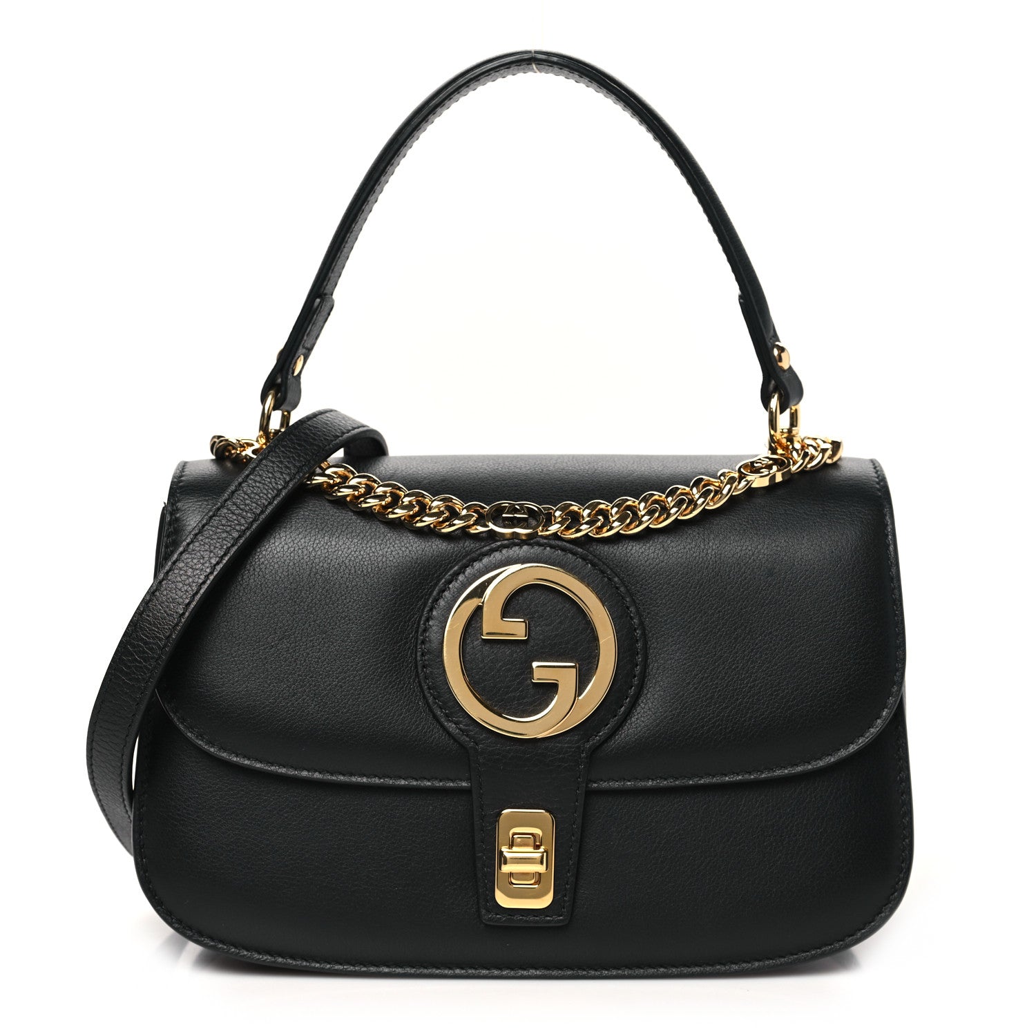 Gucci Roxy Calfskin Small Blondie Top Handle Shoulder Flap Bag Black 1 of 10