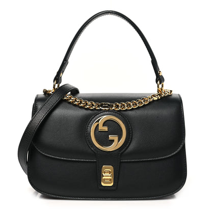 Gucci Roxy Calfskin Small Blondie Top Handle Shoulder Flap Bag Black 1 of 10