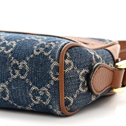 Gucci New Denim GG Monogram Dollar Calfskin Mini Ophidia Shoulder Bag Blue Tea Cuir Epilog 10 of 11