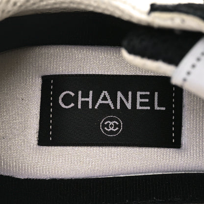 Chanel Mesh Suede Grained Calfskin Womens CC Sneakers 40 Black White 7 of 8
