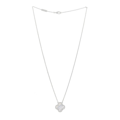 Van Cleef & Arpels 18k White Gold Chalcedony Vintage Alhambra Pendant Necklace 3 of 6