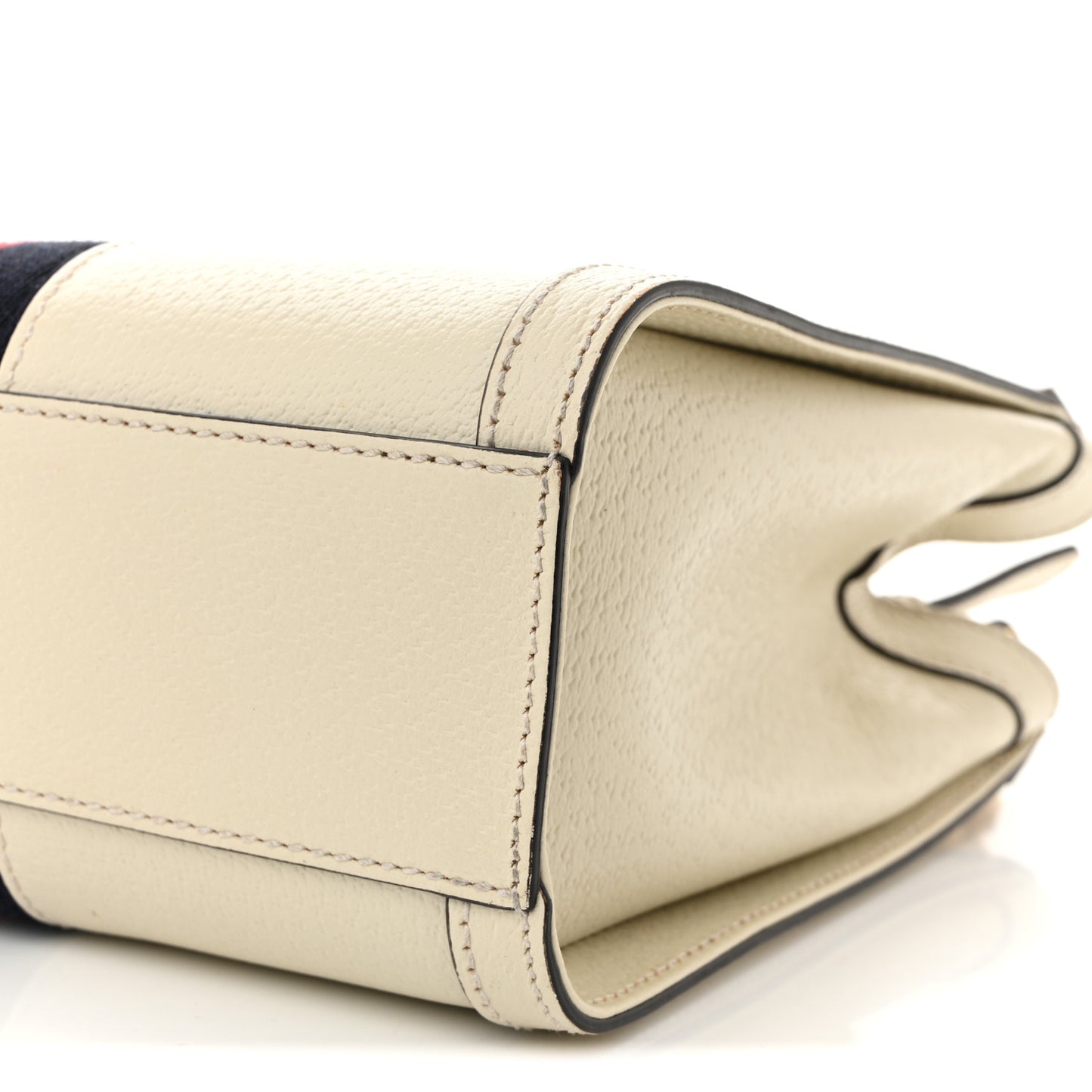 Textured Calfskin Web Small Ophidia Tote Bag Mystic White