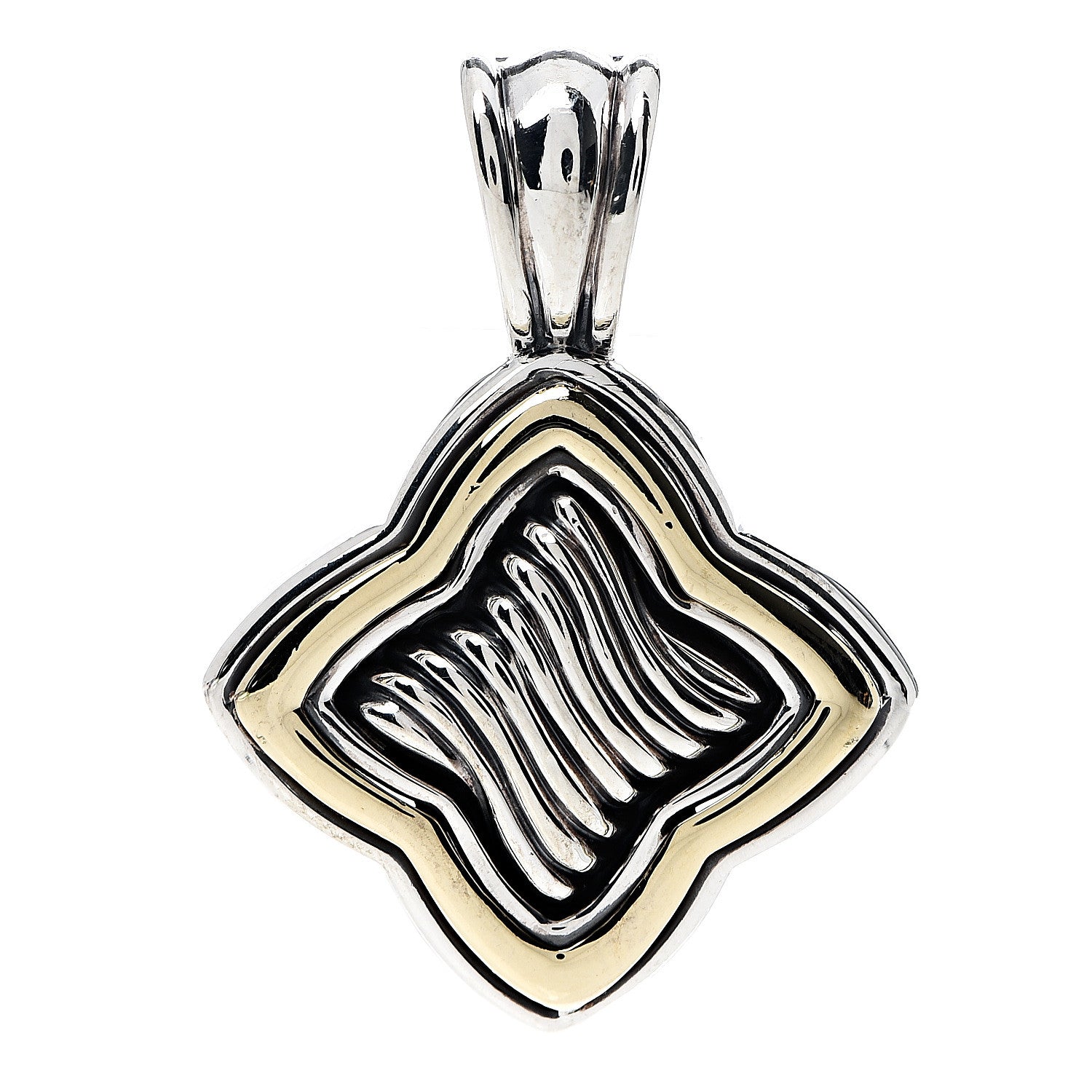 David Yurman Sterling Silver 18K Yellow Gold Quatrefoil Enhancer Pendant 1 of 3