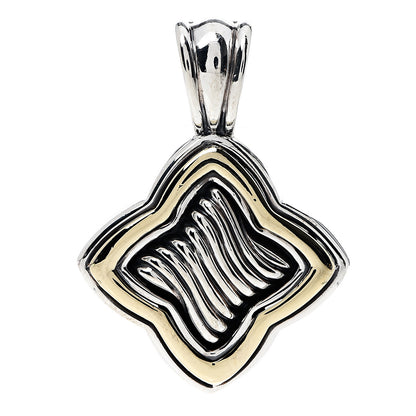 David Yurman Sterling Silver 18K Yellow Gold Quatrefoil Enhancer Pendant 1 of 3
