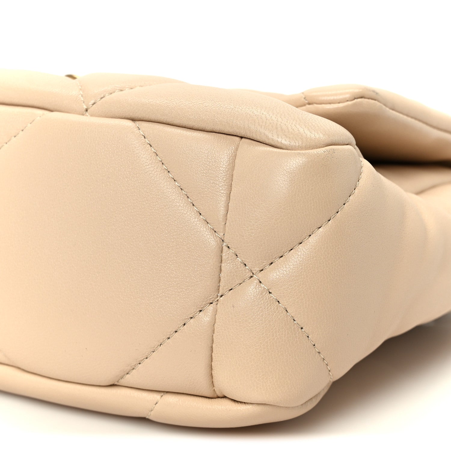 Chanel Shiny Goatskin Quilted Medium Chanel 19 Flap Beige 10 of 11