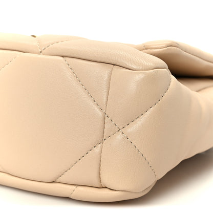 Chanel Shiny Goatskin Quilted Medium Chanel 19 Flap Beige 10 of 11