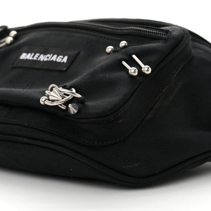 Balenciaga Nylon Canvas Logo Piercing Explorer Beltpack Black White 10 of 13