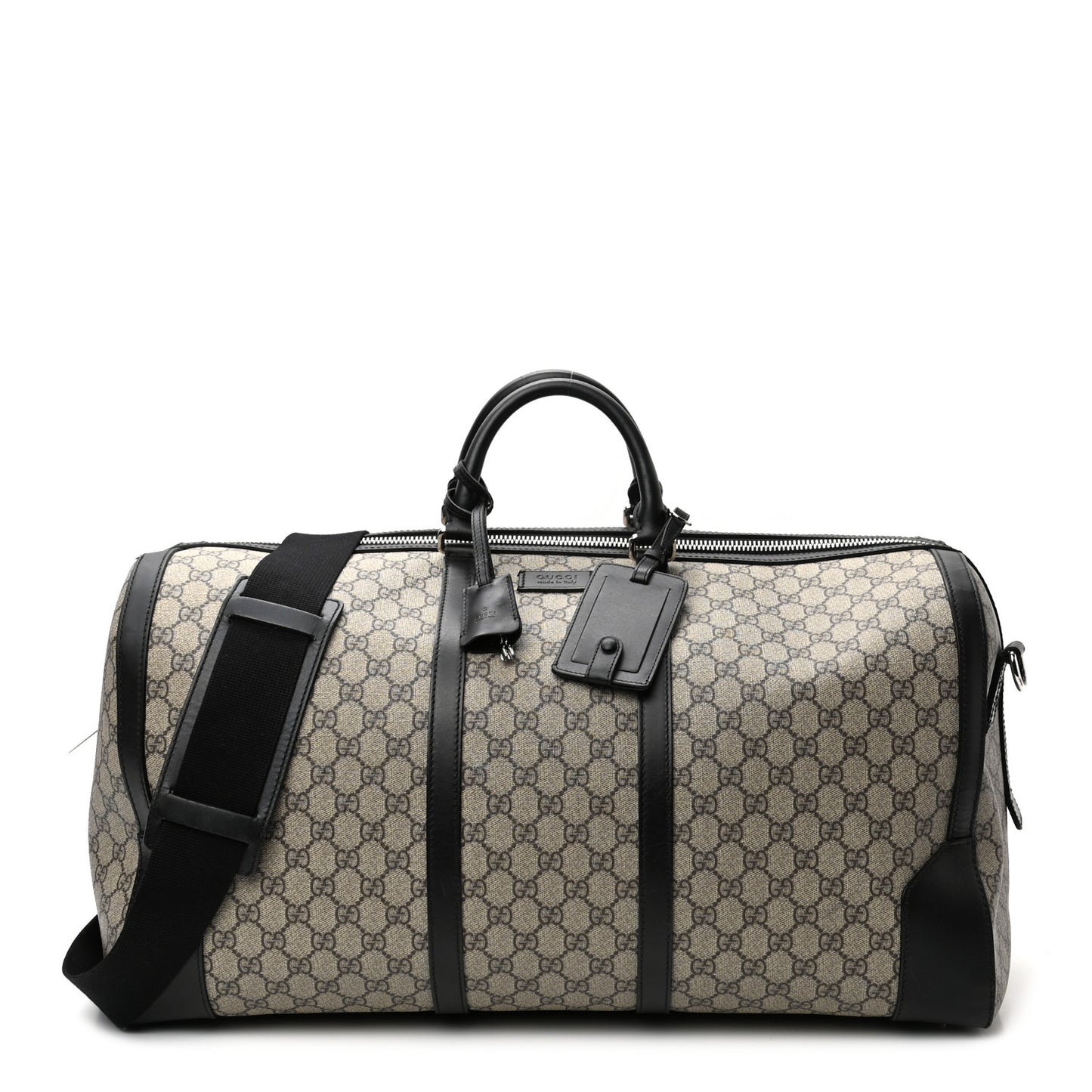 GG Supreme Monogram Selleria Calfskin Large Duffle Beige Ebony Black
