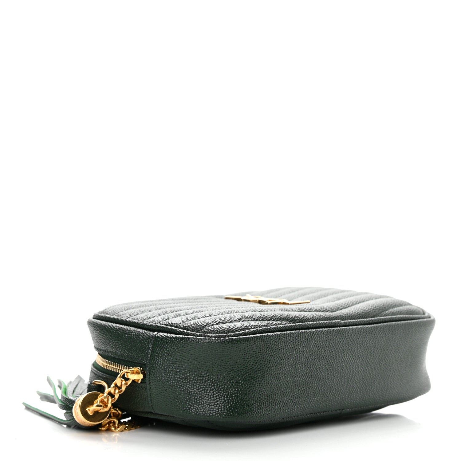 Saint Laurent Grain De Poudre Matelasse Monogram Mini Lou Camera Bag New Vert Fonce 4 of 11