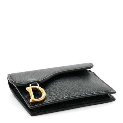 Christian Dior Goatskin Saddle Card Holder Black 4 of 10