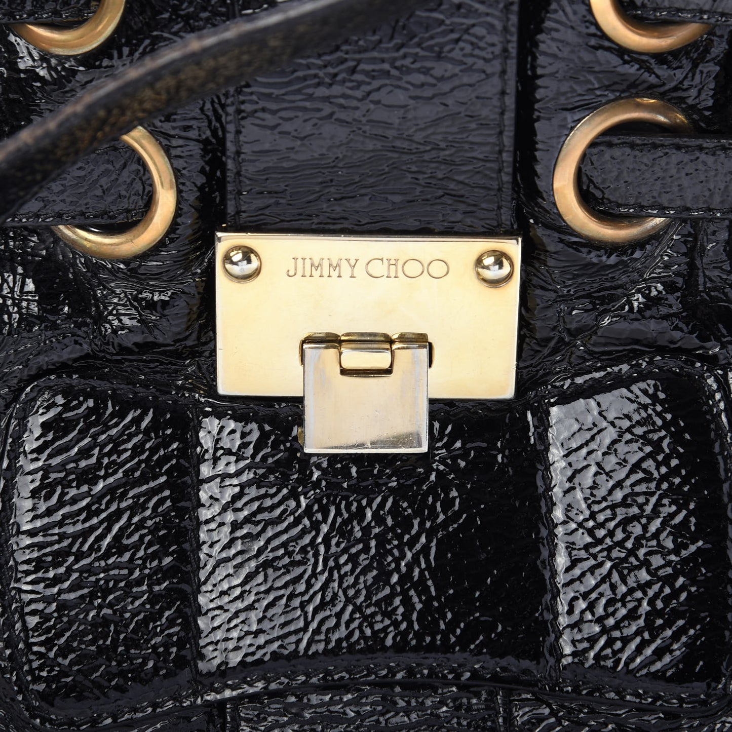 Crushed Patent Riki Bag Black