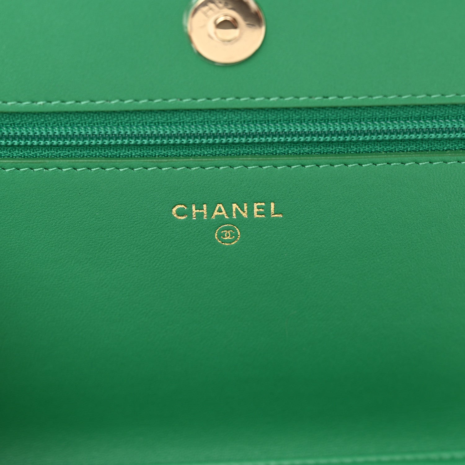 Chanel Lambskin Chevron Quilted Boy Wallet On Chain WOC Green 6 of 12