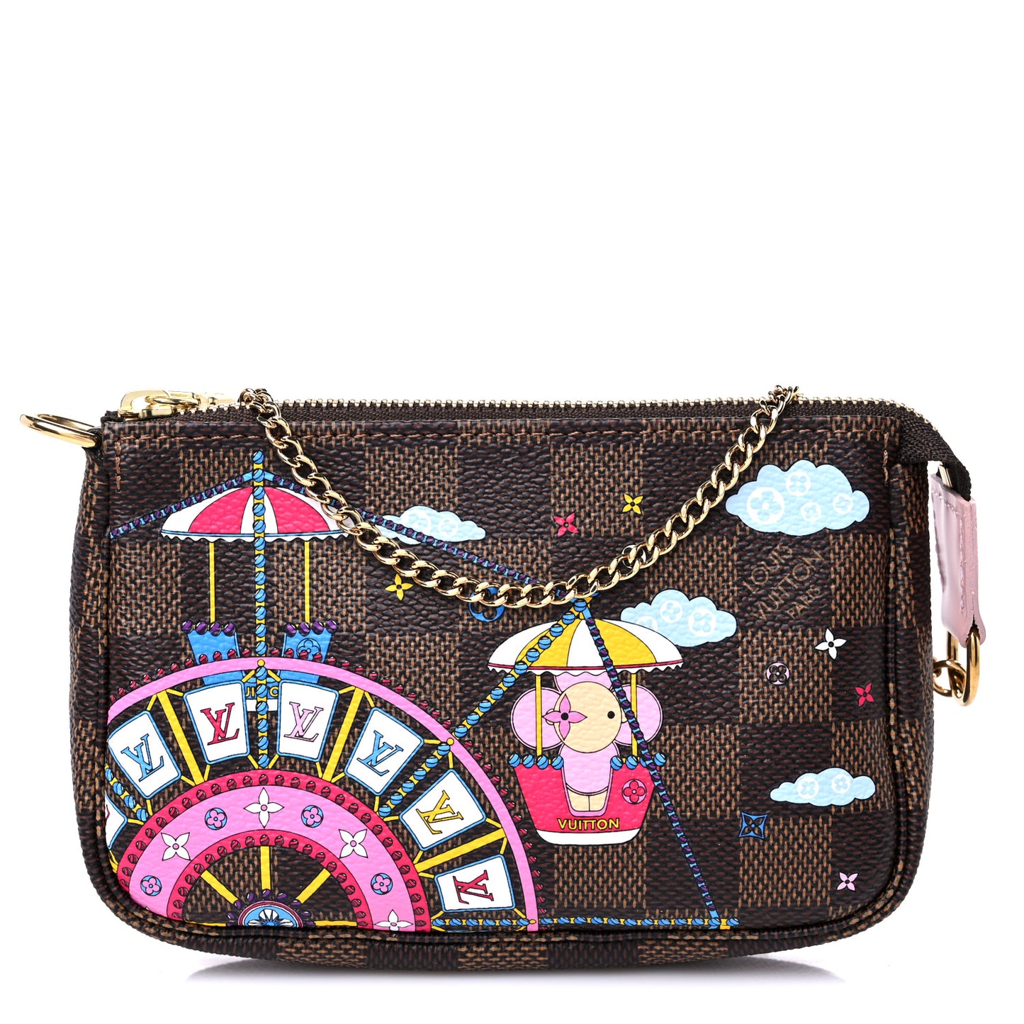 Damier Ebene 2020 Christmas Animation Big Wheel Mini Pochette Accessories Rose Ballerine