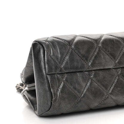 Chanel Aged Calfskin Quilted Medium Just Mademoiselle Bowling Bag Grey 10 of 11