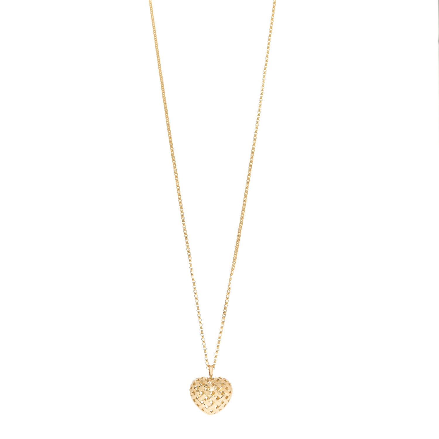 Tiffany 18K Yellow Gold Vannerie Heart Pendant Necklace 1 of 6