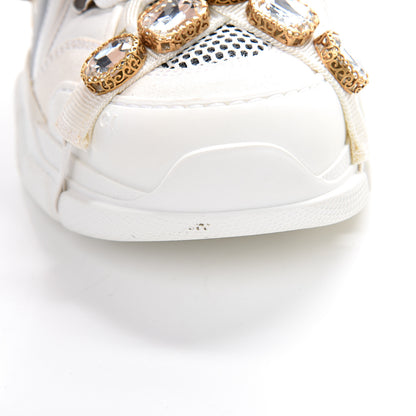 Gucci X SEGA Mesh Calfskin Suede Removable Crystals Womens Flashtrek Sneakers 37.5 Great White 8 of 8