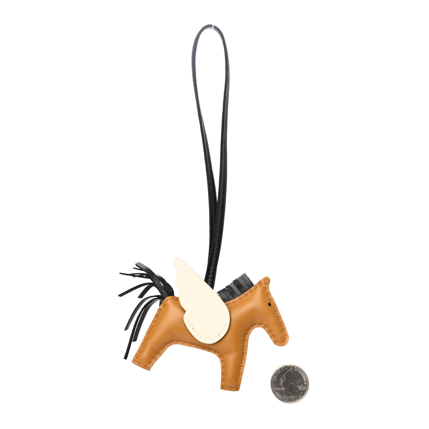Hermes Milo Lambskin Grigri Rodeo Pegase Horse Bag Charm PM Sesame Black Nata 2 of 4