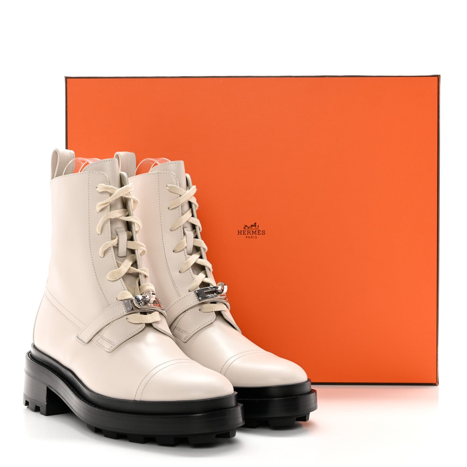 Hermes Glossed Calfskin Funk Ankle Boots 38.5 Beige Glaise 10 of 10