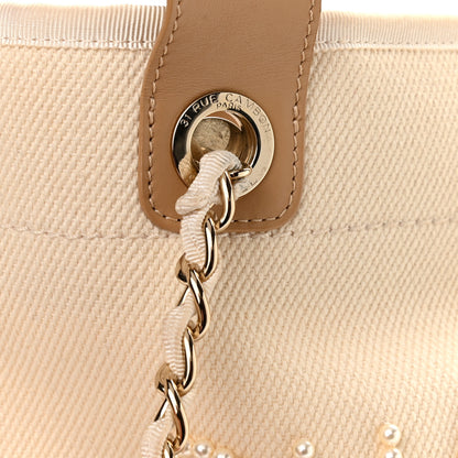 Chanel Canvas Pearl Medium Deauville Tote Ecru Beige 13 of 13