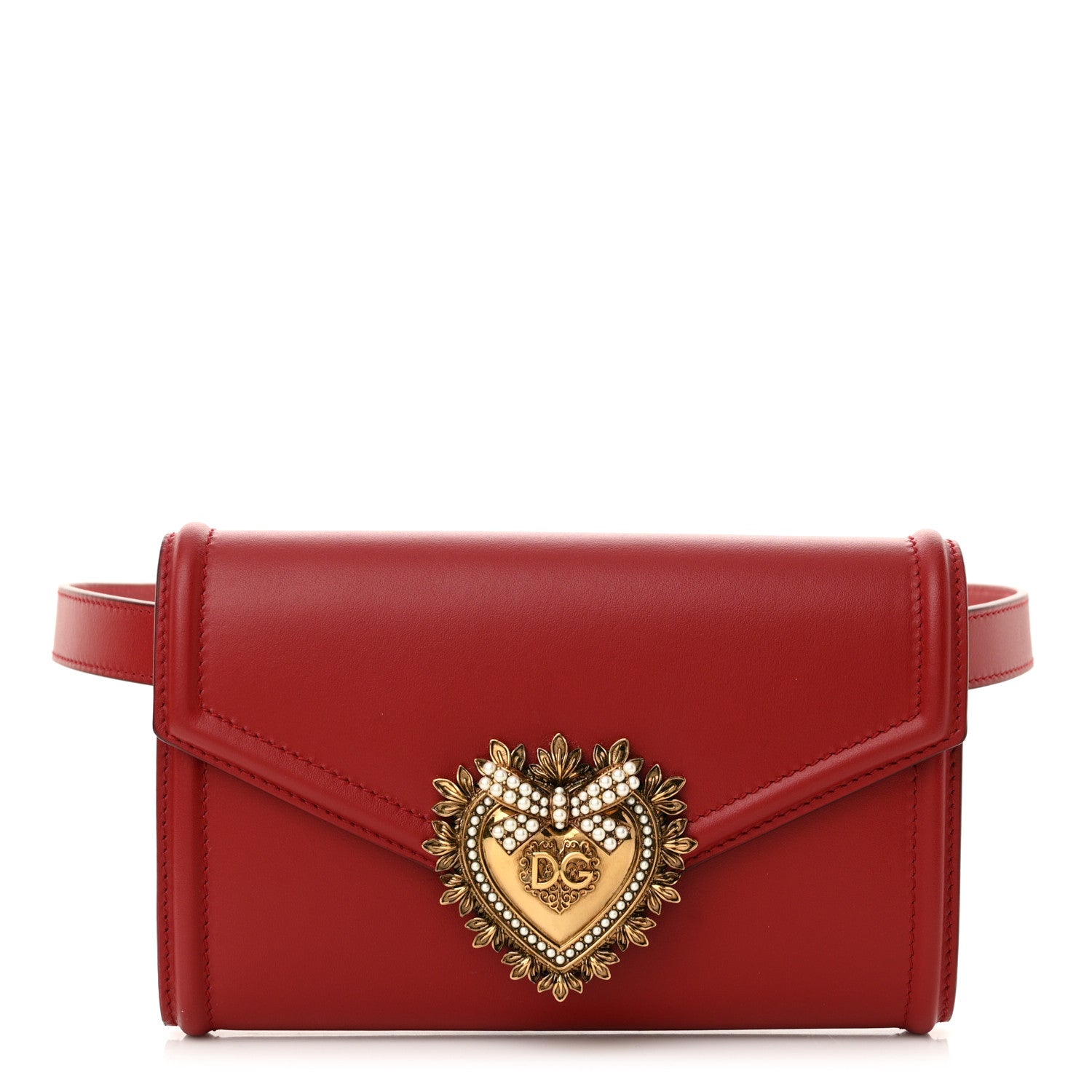 Dolce & Gabbana Agnello Vitello Devotion Belt Bag 85 34 Red 1 of 9