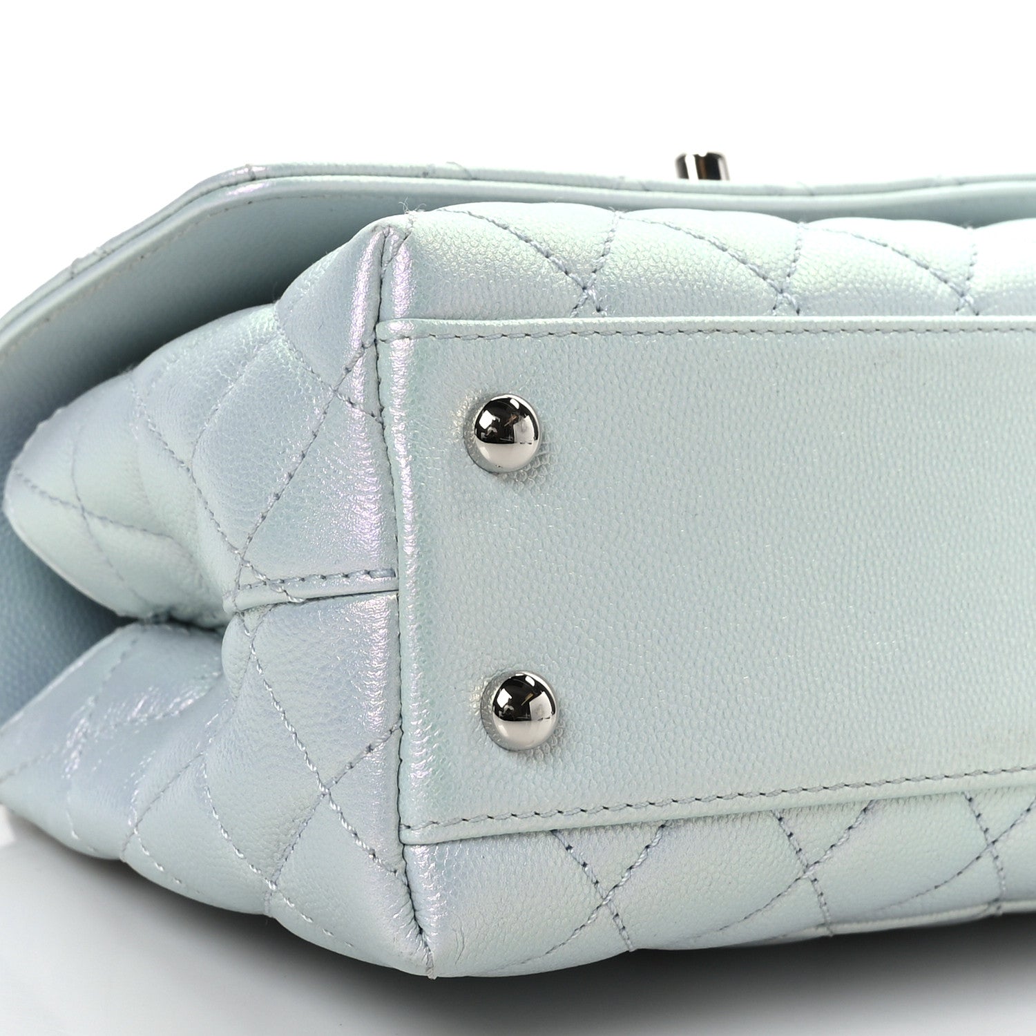 Chanel Iridescent Caviar Quilted Mini Coco Handle Flap Light Blue 8 of 9