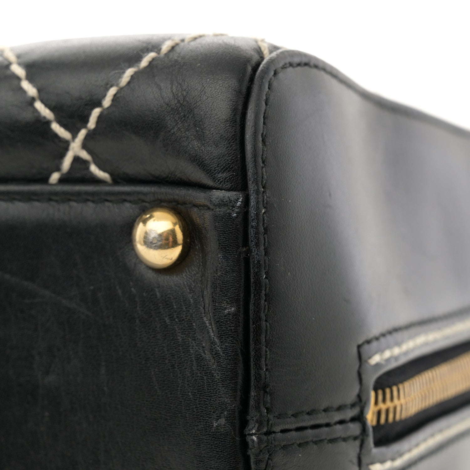 Chanel Calfskin Contrast Stitch Surpique Bowler Black 13 of 14