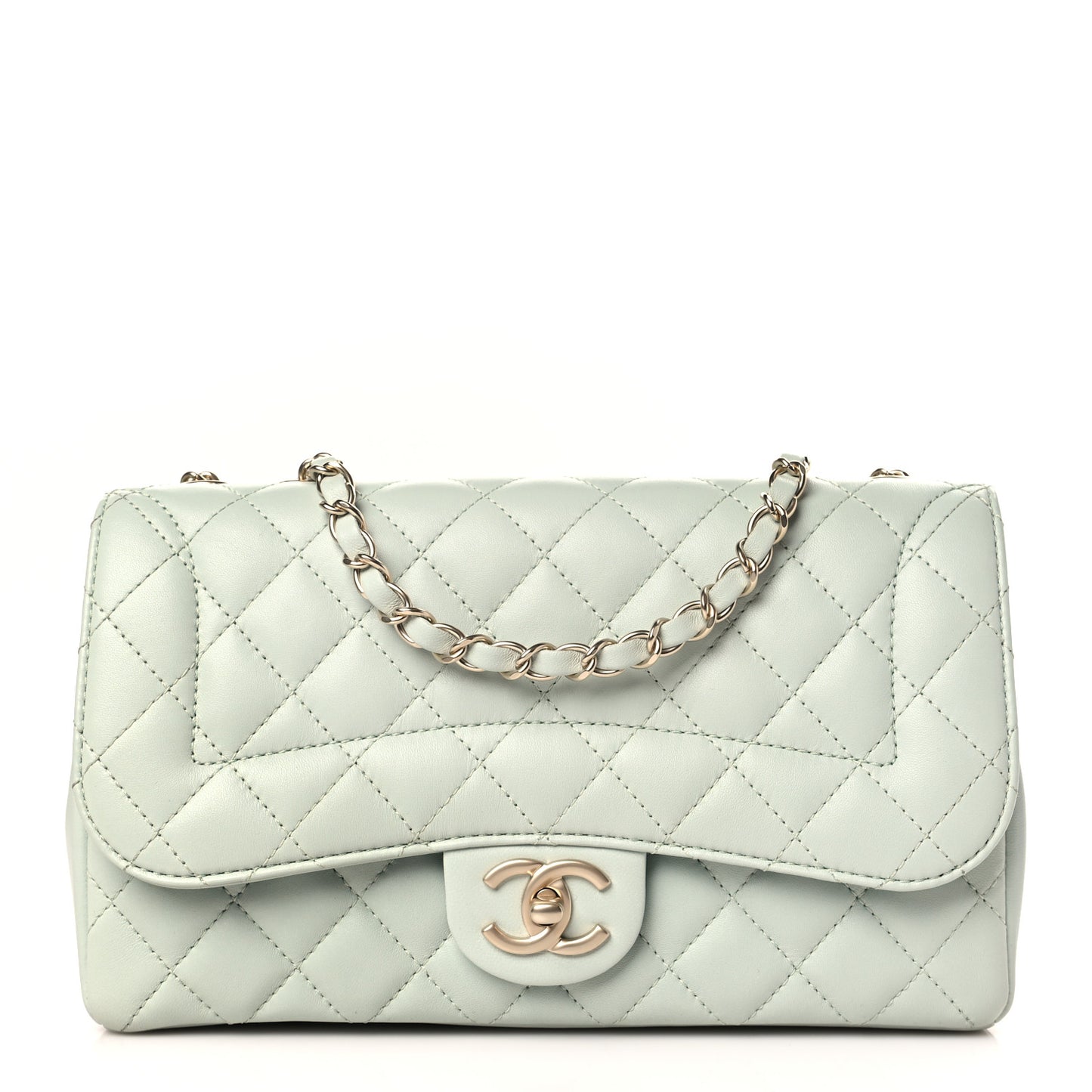 Lambskin Quilted Medium Mademoiselle Chic Flap Light Green