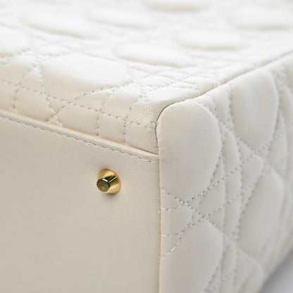Christian Dior Lambskin Cannage Medium Lady Dior White 13 of 14