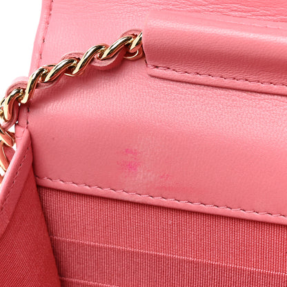 Chanel Lambskin Quilted Chain Handle Round Wallet On Chain WOC Pink 13 of 19