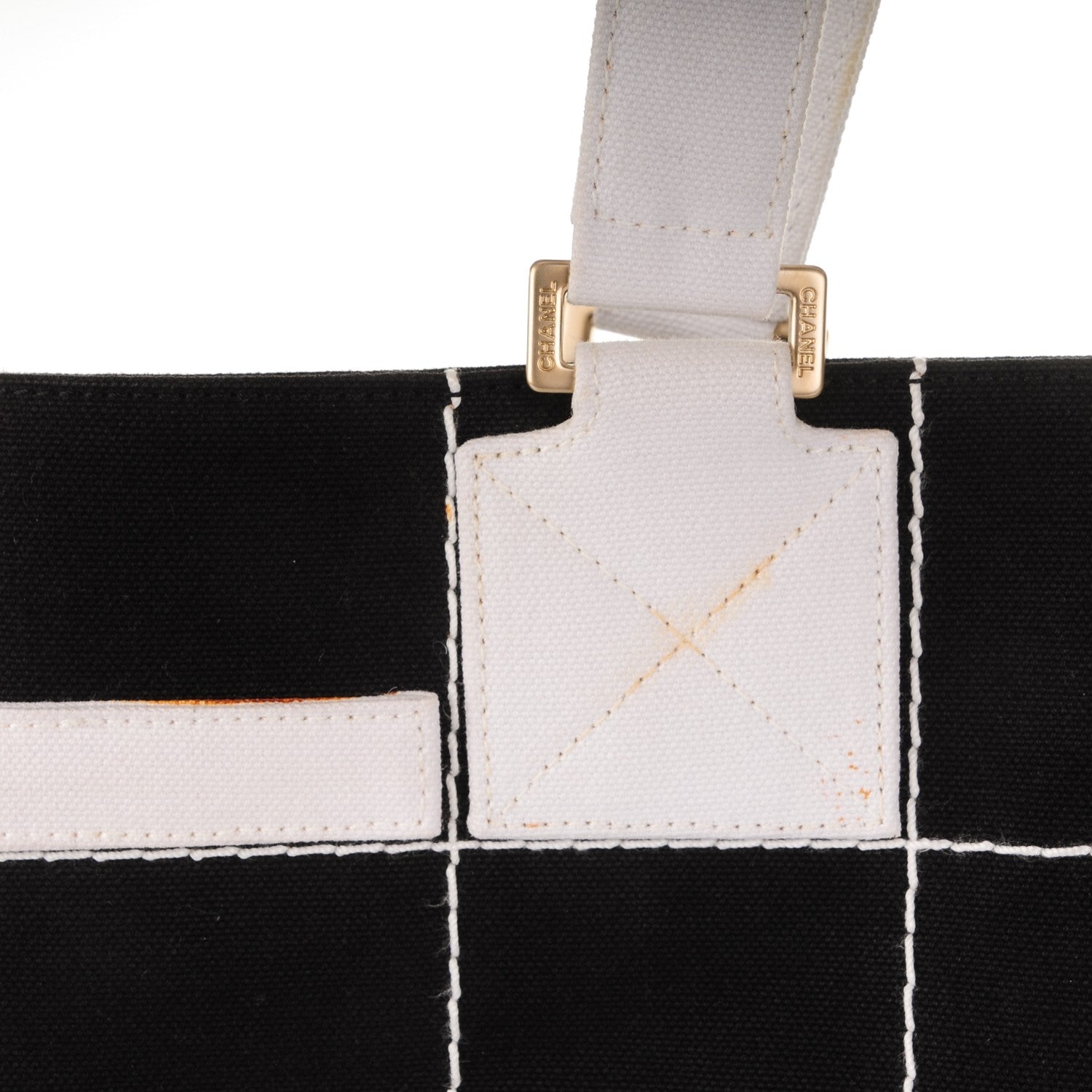 Chanel Canvas Square Stitched CC Tote Black 9 of 9