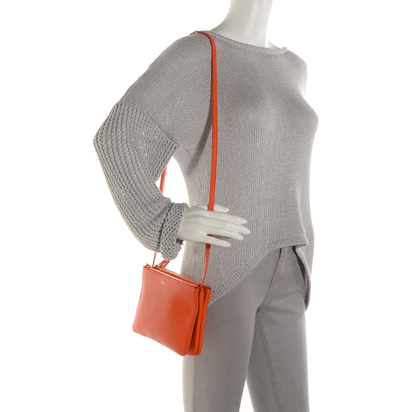 Lambskin Small Trio Crossbody Bag Bright Orange
