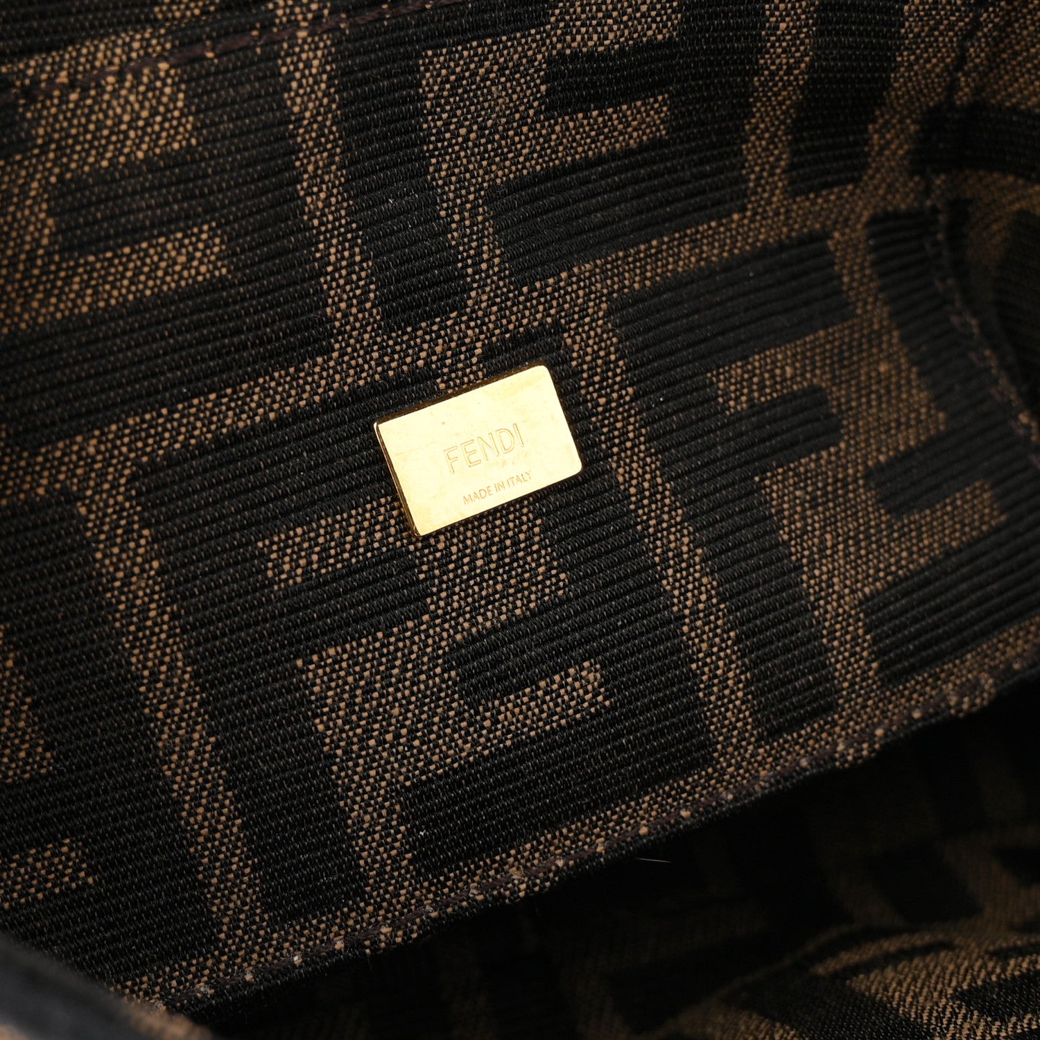 Fendi Fabric Jacquard FF 1974 Mini Baguette Tobacco Moro Black
