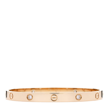 Cartier 18K Yellow Gold 4 Diamond LOVE Bracelet 19 1 of 6