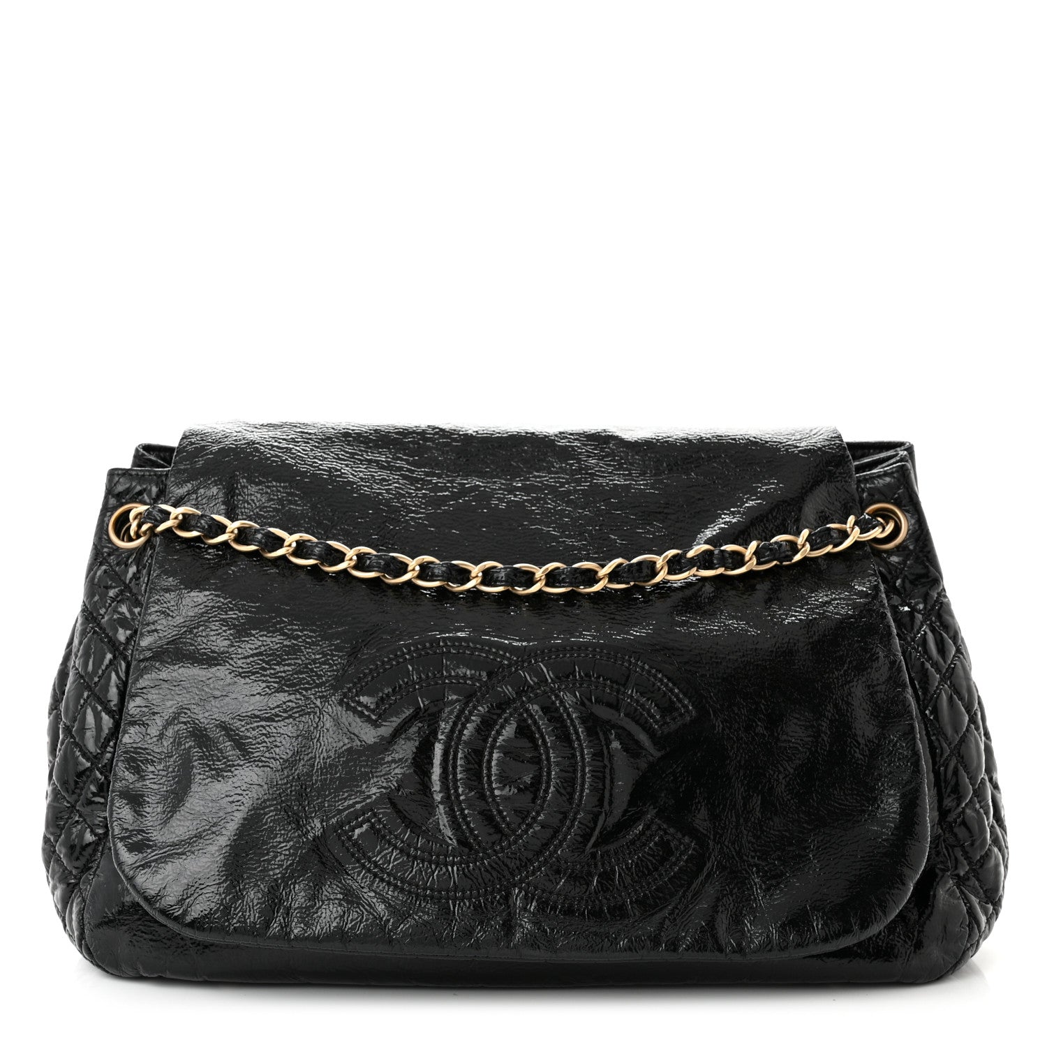 Chanel Vinyl XL Rock and Chain Flap Black 1 of 12