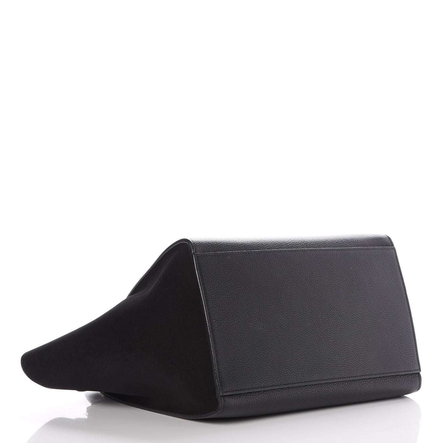 Drummed Calfskin Suede Small Trapeze Black
