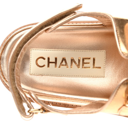 Chanel Metallic Laminated Calfskin Velcro Dad Sandals 39.5 Golden 6 of 9