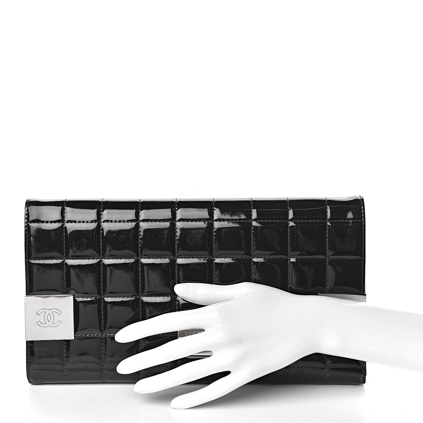 Patent Chocolate Bar Clutch Black