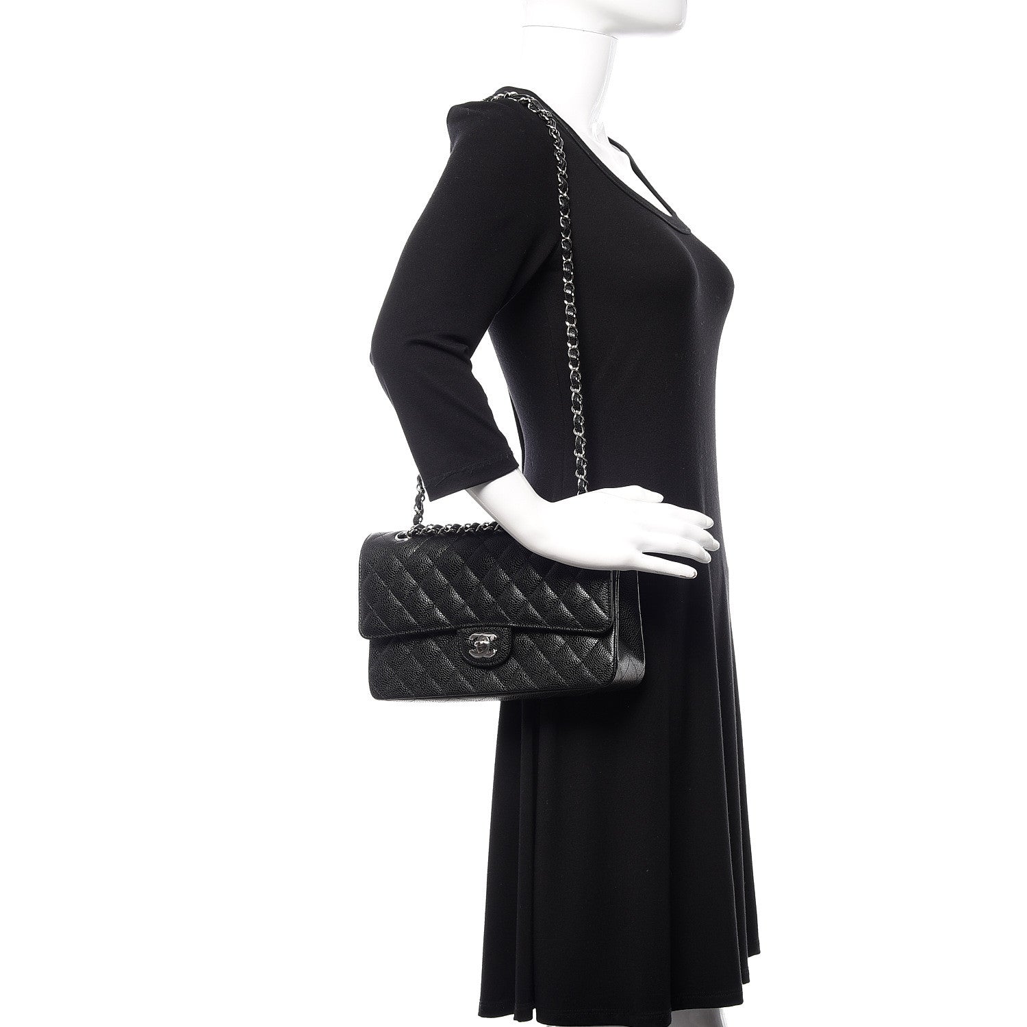 Chanel Caviar Quilted Medium Double Flap Black 2 of 11