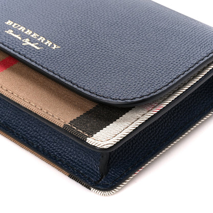 Burberry Derby Calfskin House Check Wallet On Chain Navy 9 of 9